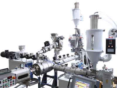 32 Pert-Evoh Five Layer Co-extrusion Pipe Line with Online Auto Strapping Coiler