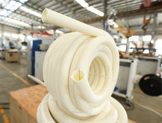 Video | 50PVC Single wall corrugated pipe line w/wire & online coiler